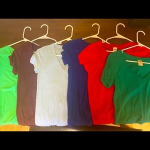 SIX VS Pink V Neck Tees